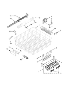 Upper Rack And Track Parts Diagram and Parts List for KDTM404EWH0  KitchenAid Dishwasher