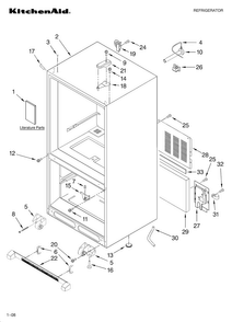 Cabinet Parts Diagram and Parts List for KBRS20ETBL11  KitchenAid Refrigerator