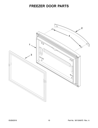 Freezer Door Parts Diagram and Parts List for WRF532SMHV01  Whirlpool Refrigerator