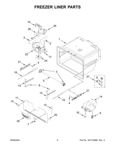 Freezer Liner Parts Diagram and Parts List for WRX735SDHV10  Whirlpool Refrigerator