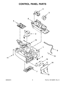 Control Panel Parts Diagram and Parts List for KUIX535HBS00  Whirlpool Refrigerator
