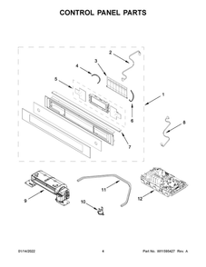 Control Panel Parts Diagram and Parts List for YWOS52ES4MZ00  Whirlpool Wall Oven