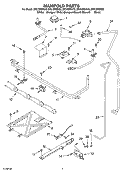 MANIFOLD Diagram and Parts List for SF315PEKW0  Whirlpool Range