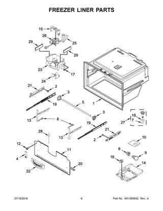 Freezer Liner Parts Diagram and Parts List for WRF550CDHZ01  Whirlpool Refrigerator