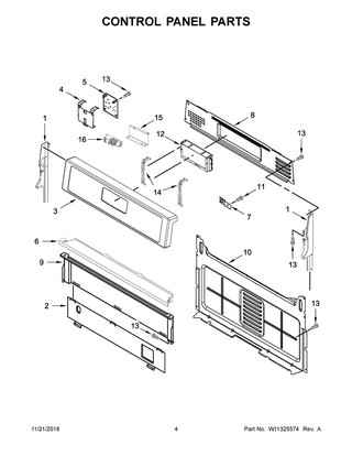 Control Panel Parts Diagram and Parts List for WFG510S0HB1  Whirlpool Range