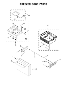 Freezer Door Parts Diagram and Parts List for KRFC704FPS00  KitchenAid Refrigerator
