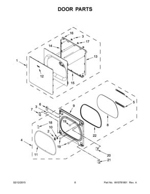 05 - DOOR PARTS Diagram and Parts List for YWED8000DW1  Whirlpool Dryer