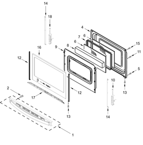 Door Parts Diagram and Parts List for WEG515S0LW3,WEG515S0LB3  Whirlpool Range
