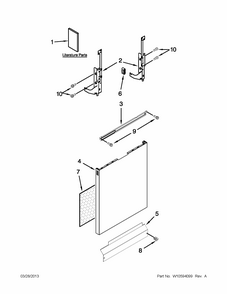 Door And Panel Parts Diagram and Parts List for 66513033K114  Kenmore Dishwasher