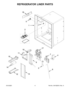 Refrigerator Liner Parts Diagram and Parts List for WRF555SDFZ12  Whirlpool Refrigerator