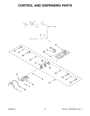05 - CONTROL AND DISPENSING PARTS Diagram and Parts List for SFF1000CLN0  Whirlpool Washer