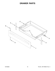 Drawer Parts Diagram and Parts List for WFE515S0JW4  Whirlpool Range