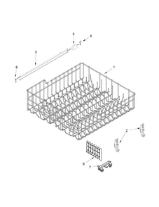 Upper Rack And Track Parts Diagram and Parts List for WDF320PADD0  Whirlpool Dishwasher