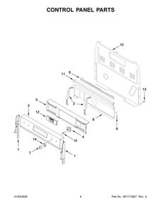 Control Panel Parts Diagram and Parts List for YWFE775H0HW5  Whirlpool Range