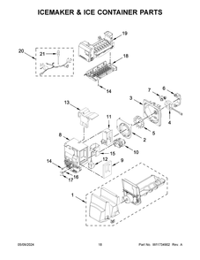 Icemaker And Ice Container Parts Diagram and Parts List for WRX735SDHW10  Whirlpool Refrigerator