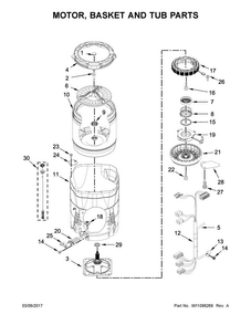 Motor, Basket And Tub Parts Diagram and Parts List for 7MWTW8500EC1  Whirlpool Washer