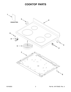 Cooktop Parts Diagram and Parts List for WFE515S0JB4  Whirlpool Range
