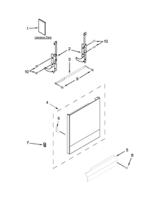 Door And Panel Parts Diagram and Parts List for WDP350PAAW4  Whirlpool Dishwasher
