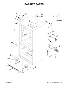 Cabinet Parts Diagram and Parts List for WRF532SMHB03  Whirlpool Refrigerator