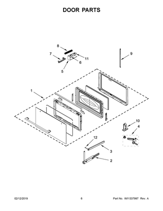 Door Parts Diagram and Parts List for IMBS104GSS01  Whirlpool Microwave