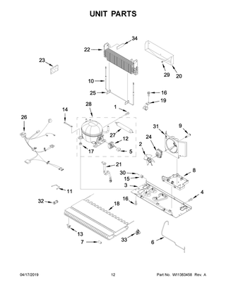 Unit Parts Diagram and Parts List for WRF555SDHB01  Whirlpool Refrigerator