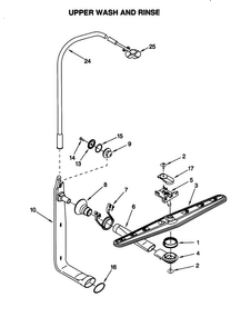 Upper Wash And Rinse Diagram and Parts List for KUDS25SEWH0  KitchenAid Dishwasher