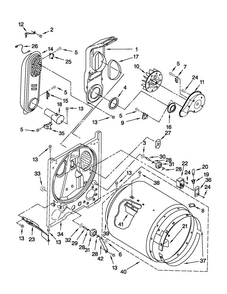 Bulkhead Parts Diagram and Parts List for 7MWGD1730YW1  Whirlpool Dryer