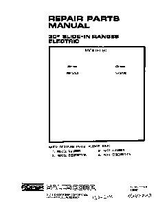 Front Cover Diagram and Parts List for N9457*0  Roper Range