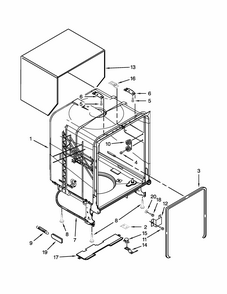 Tub And Frame Parts Diagram and Parts List for IUD8100YS4  Whirlpool Dishwasher