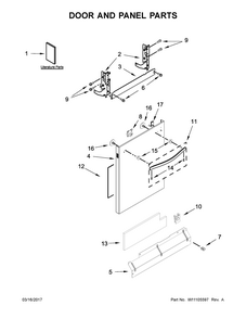 Door And Panel Parts Diagram and Parts List for 66514565N611  Kenmore Dishwasher