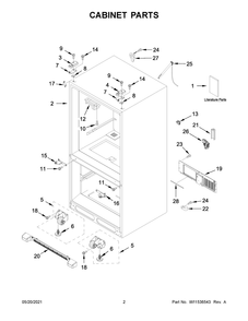 Cabinet Parts Diagram and Parts List for WRF532SMHZ05  Whirlpool Refrigerator