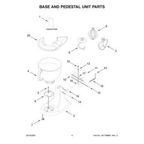 Base And Pedestal Unit Parts Diagram and Parts List for 5KSM150PSPDR5  KitchenAid Mixer