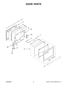 05 - Door Parts Diagram and Parts List for JGS1450ML1  Whirlpool Range