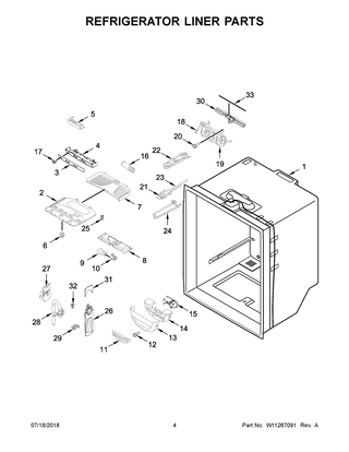 Refrigerator Liner Parts Diagram and Parts List for WRF535SWHZ01  Whirlpool Refrigerator
