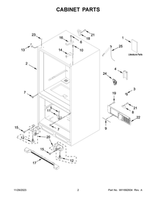 Cabinet Parts Diagram and Parts List for WRB329DMBM05  Whirlpool Refrigerator