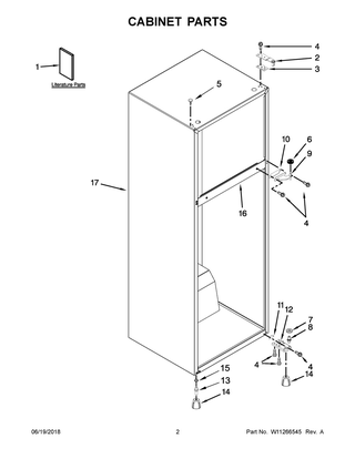 Cabinet Parts Diagram and Parts List for WRT111SFDB04  Whirlpool Refrigerator