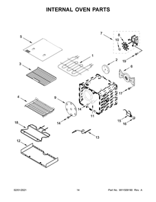 Internal Oven Parts Diagram and Parts List for KFDC500JSS01  Whirlpool Range
