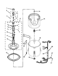 Basket And Tub Parts Diagram and Parts List for 7MWTW1604DM1  Whirlpool Washer