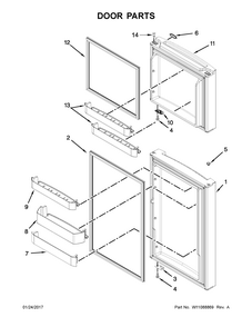 Door Parts Diagram and Parts List for 10676399413  Kenmore Refrigerator