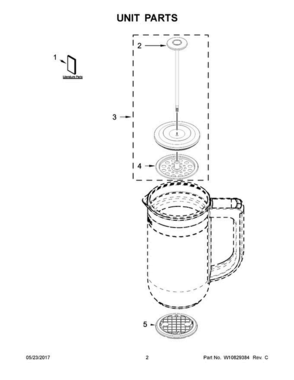 02 - Unit Parts Diagram and Parts List for 5KCM0512ASS0  KitchenAid Coffee Maker