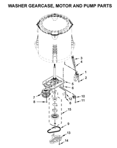 Washer Gearcase, Motor And Pump Parts Diagram and Parts List for WGT4027HW0  Whirlpool Washer Dryer Combo