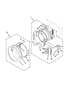 Door Parts Diagram and Parts List for BSG17CCANA0  Whirlpool Dryer
