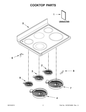 01 - COOKTOP PARTS Diagram and Parts List for YWGE755C0BS0  Whirlpool Range
