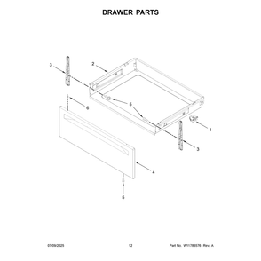 Drawer Parts Diagram and Parts List for WSGS5030SW0  Whirlpool Range
