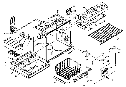 Freezer Section Parts Diagram and Parts List for 106W14G  Kenmore Refrigerator