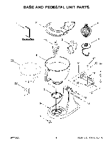 Base And Pedestal Unit Parts Diagram and Parts List for 5KSM195PSABE5  KitchenAid Mixer