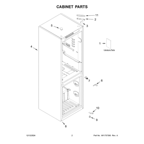 Cabinet Parts Diagram and Parts List for URBC5024PZ00  Whirlpool Refrigerator