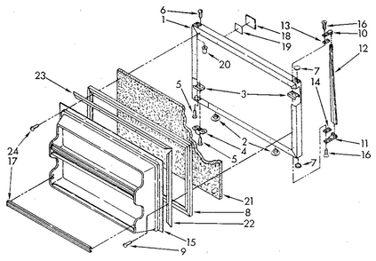 Freezer Door Diagram and Parts List for ET18JKXSN09  Whirlpool Refrigerator