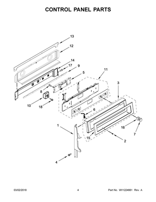 Control Panel Parts Diagram and Parts List for KFED500EBL03  Whirlpool Range
