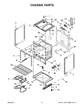 04 - CHASSIS PARTS Diagram and Parts List for YWFC150M0EB1  Whirlpool Range